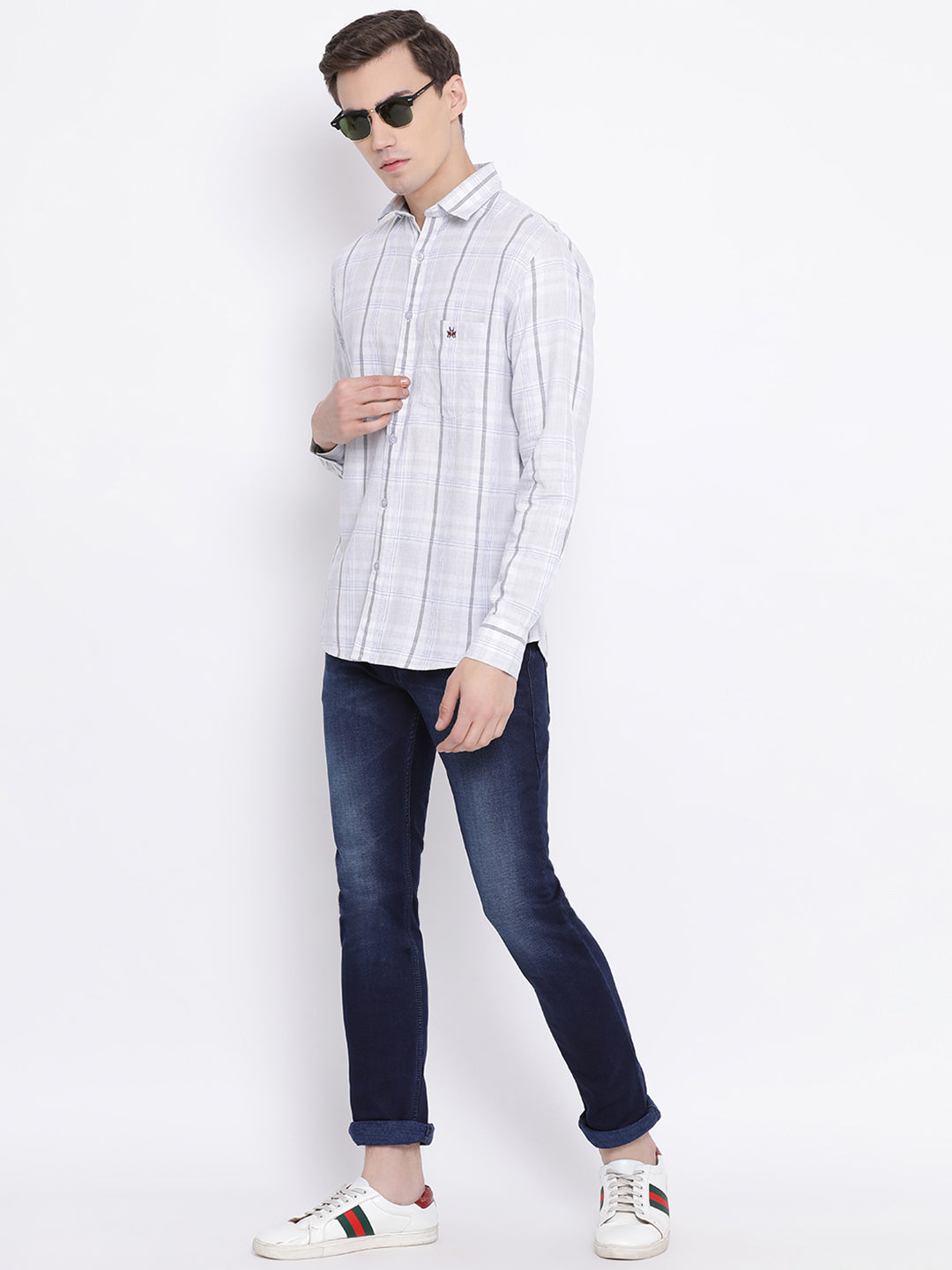 White Checked Shirt - Men Shirts