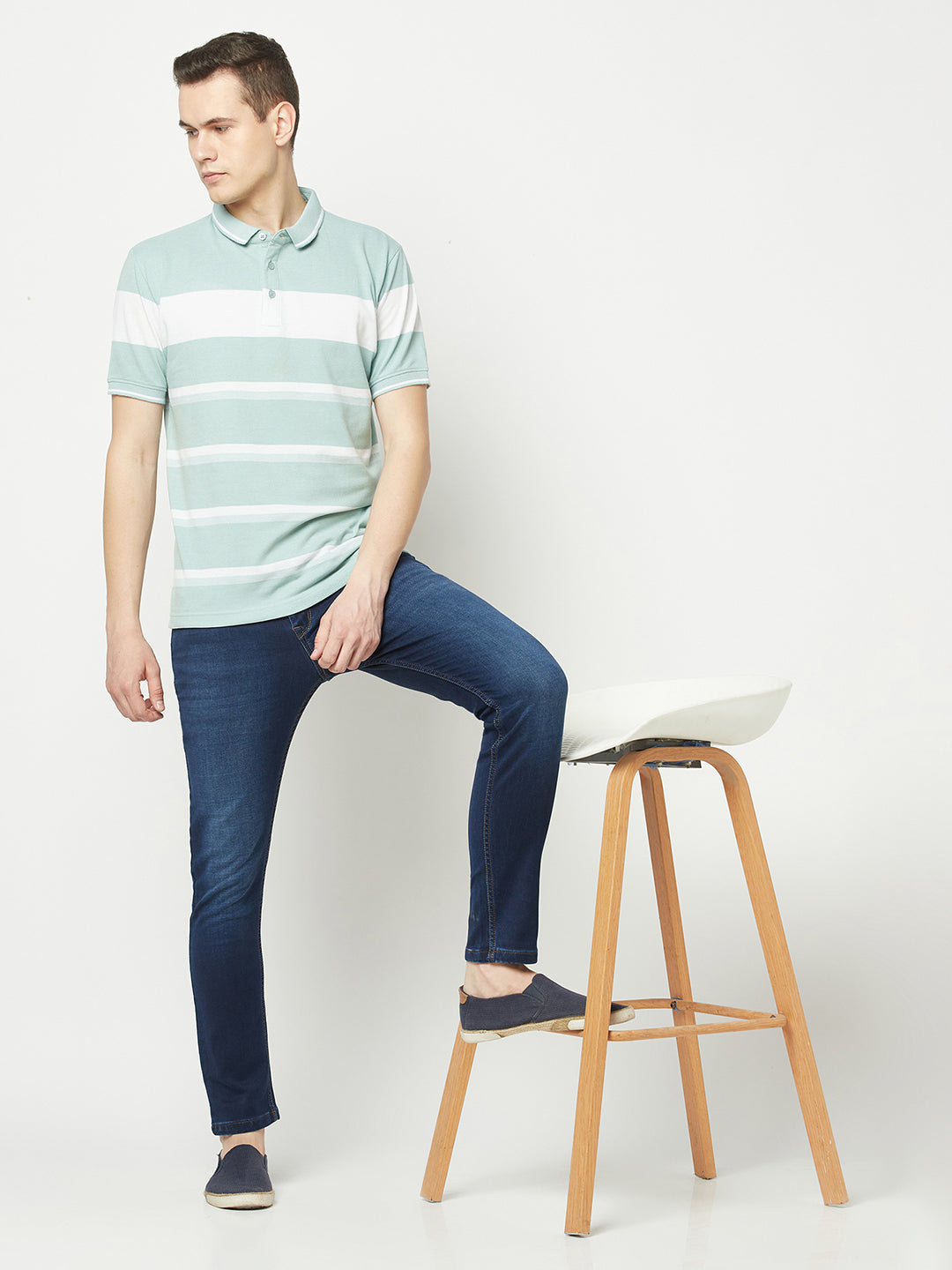  Fern Green Striped Polo T-Shirt