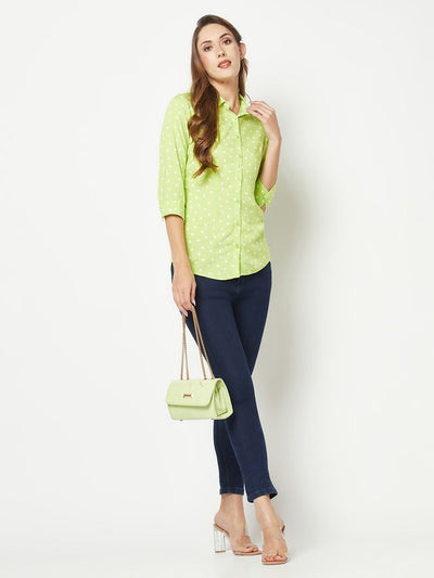  Light Green Polka-Dotted Shirt