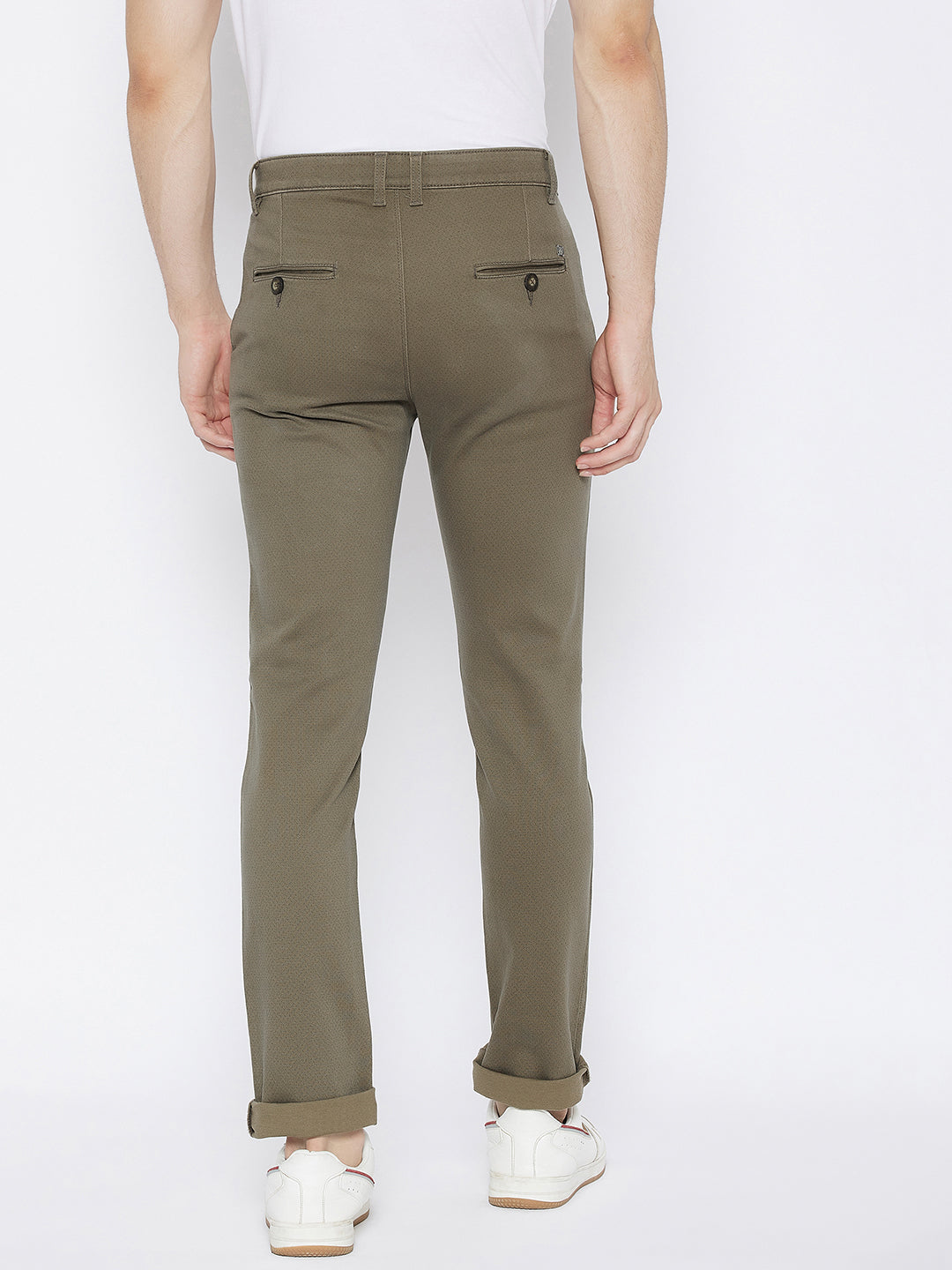 Grey Printed Slim Fit Trousers - Men Trousers