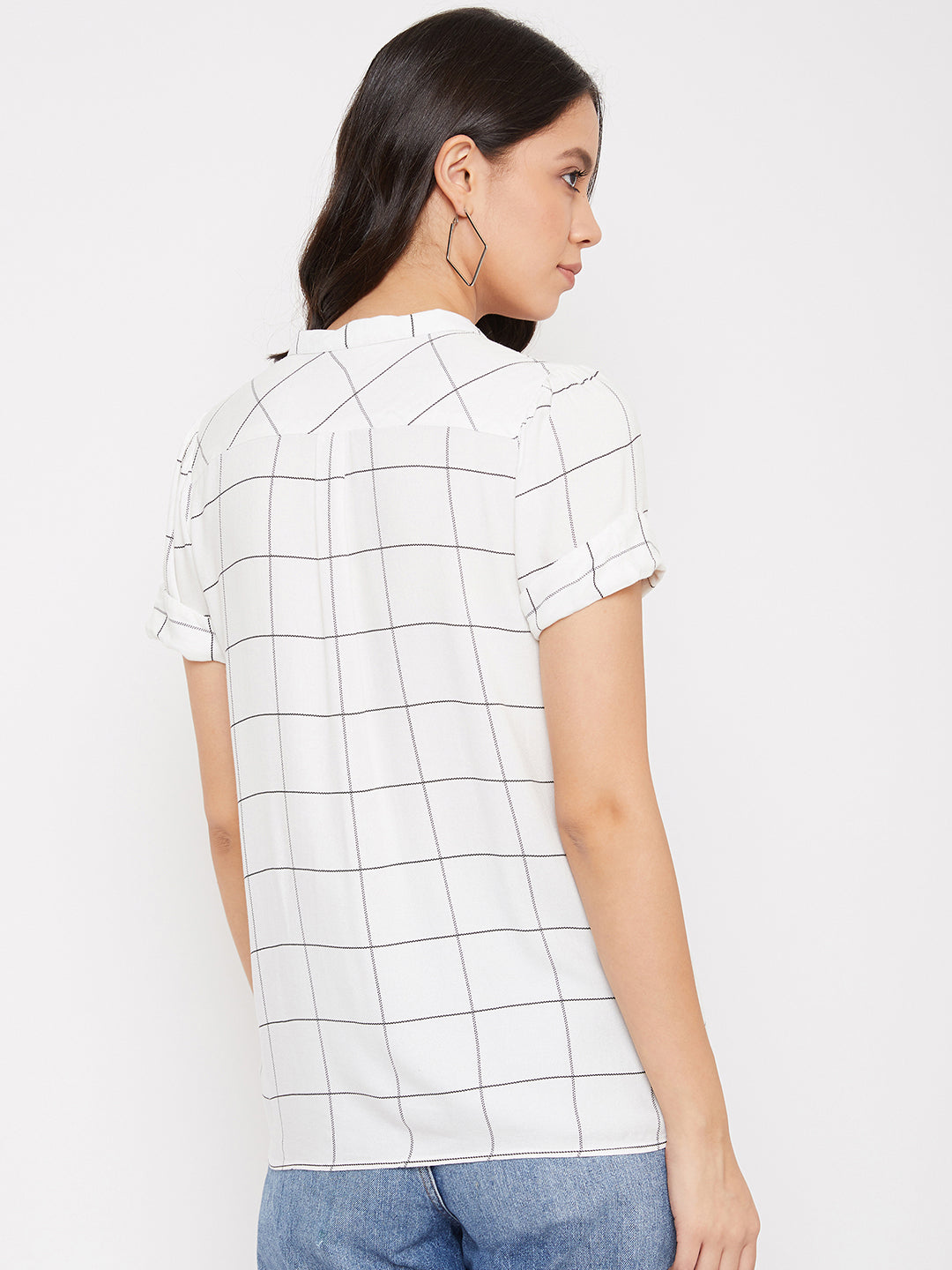 White and Black Checked Shirt - Women Shirts