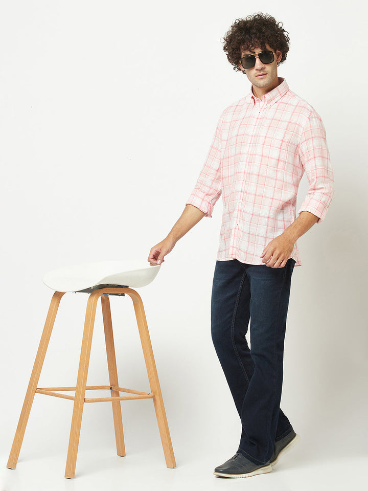 Pink Tartan Checked Flannel Shirt 