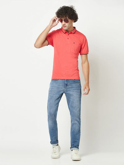  Plain Coral Polo T-Shirt