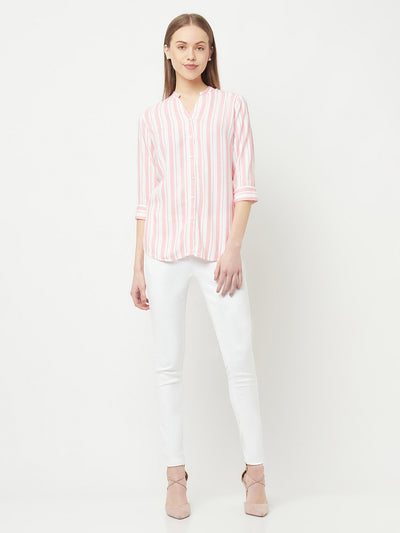 Pink Striped Casual Shirt - Women Shirts