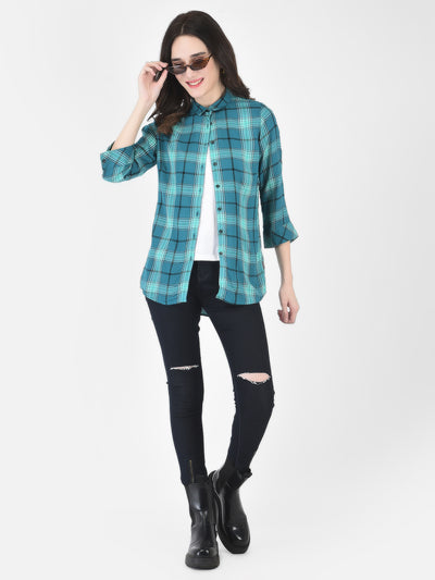 Carolina Blue Checked Shirt - Women Shirts