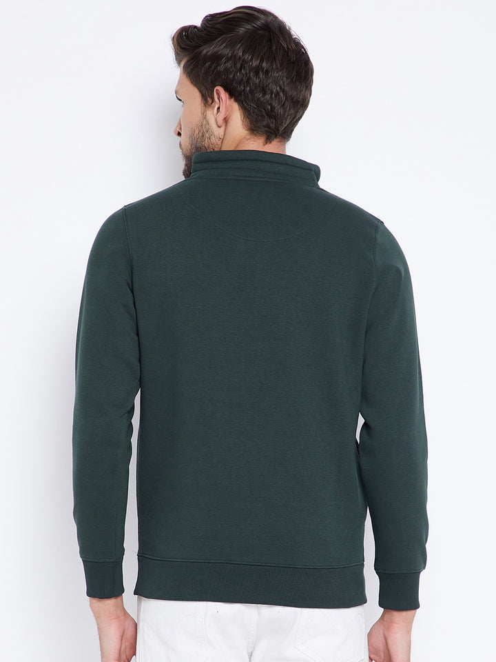 Green Printed High Neck Sweatshirt - Men Sweatshirts