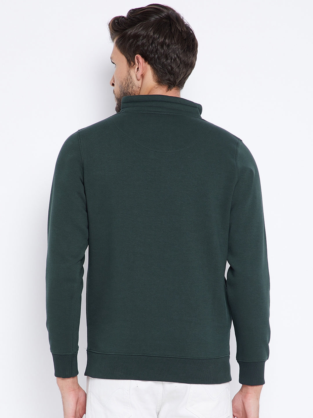 Green Printed High Neck Sweatshirt - Men Sweatshirts