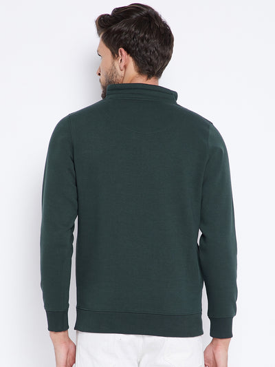 Green Printed High Neck Sweatshirt - Men Sweatshirts