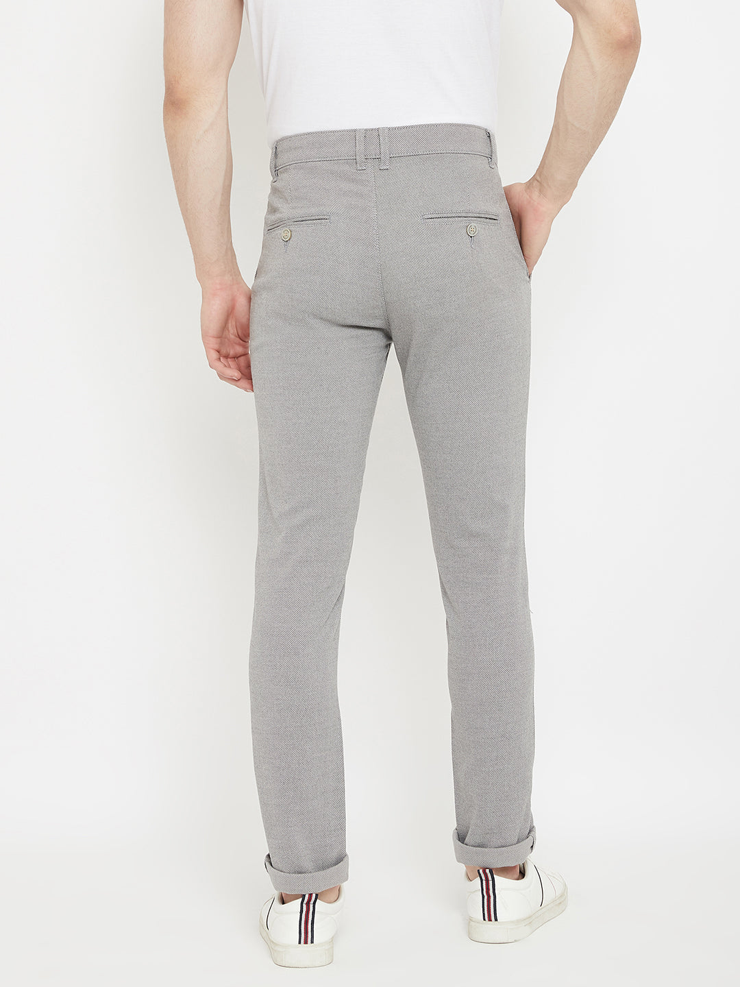 Grey Slim Fit Trousers - Men Trousers