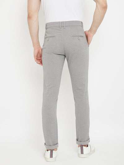 Grey Slim Fit Trousers - Men Trousers
