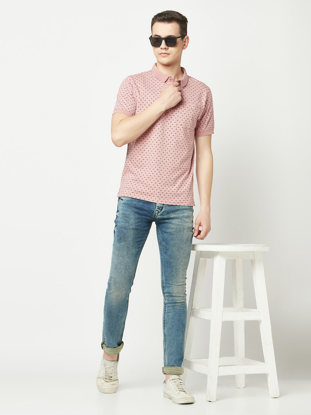  Pink Geometric Polo T-Shirt