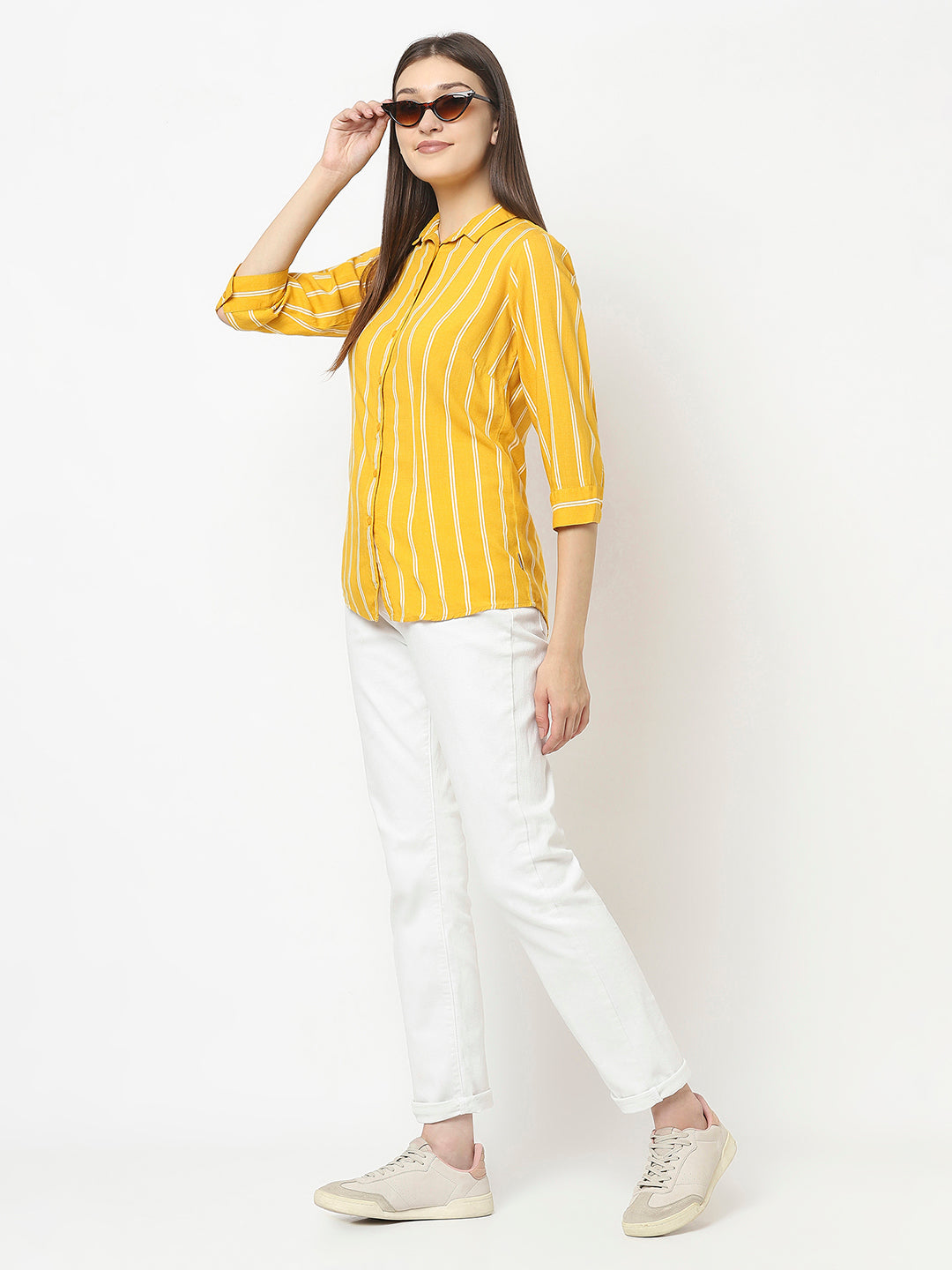 Striped Yellow Shirt in Cotton