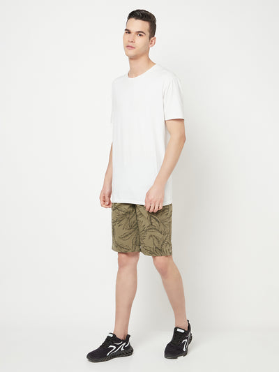 Olive Floral Printed Shorts - Men Shorts