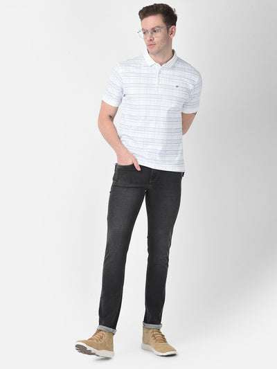 White Checked Polo T-Shirt-Men T-Shirts-Crimsoune Club