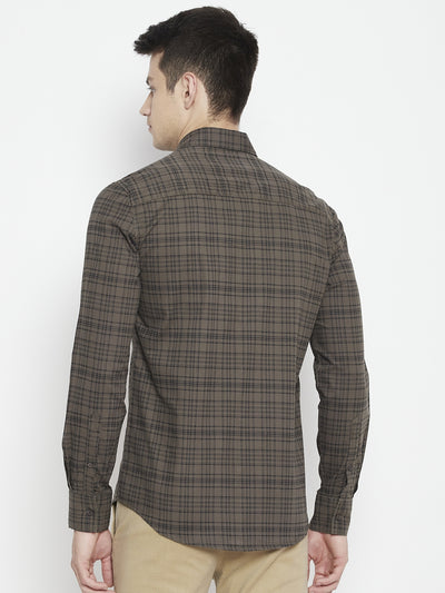 Brown Checked Slim Fit shirt - Men Shirts