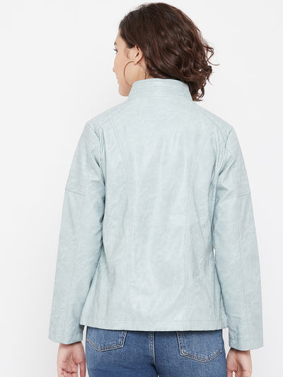 Mint Green Leather Jacket - Women Jackets