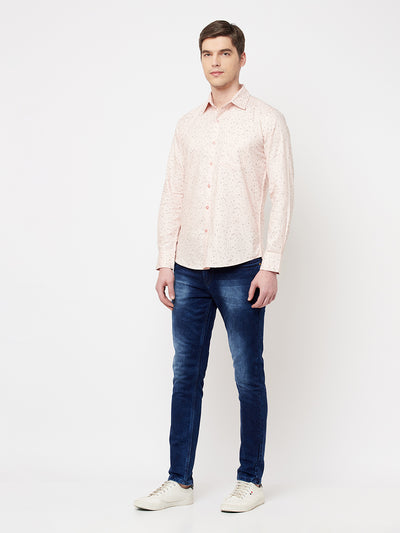 Peach Printed Casual Shirt - Men Shirts