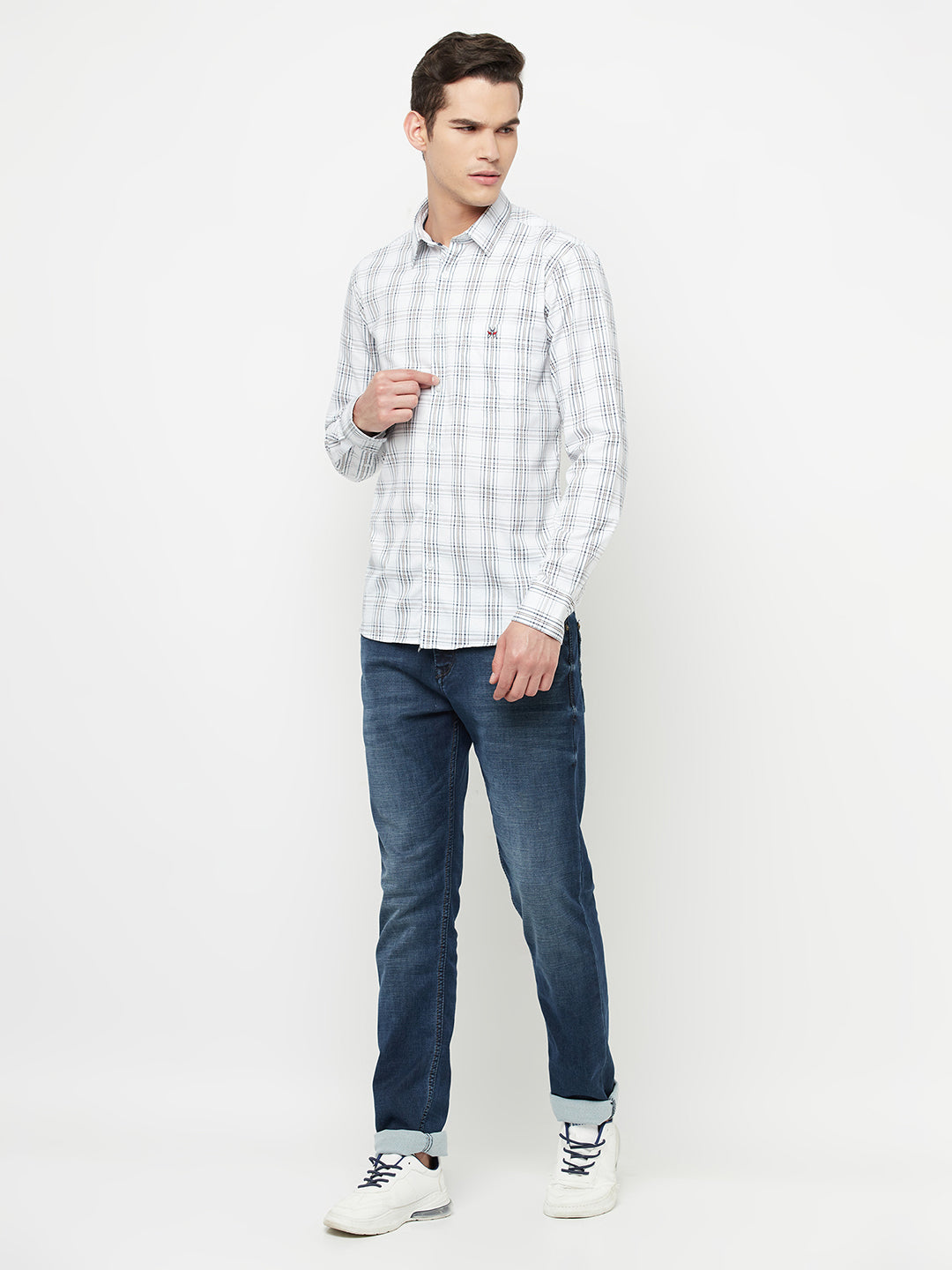 White Checked Shirt - Men Shirts
