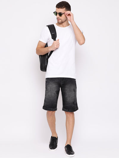 Black Slim Fit Denim shorts - Men Shorts