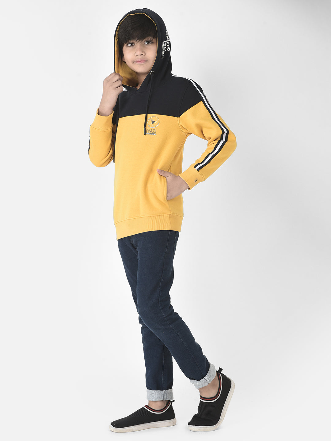  Yellow Colour-Block Hoodie