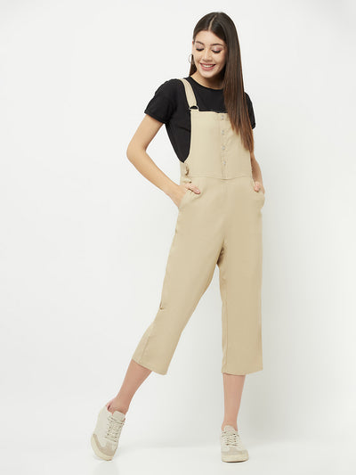 Beige Linen Dungarees - Women Dungarees