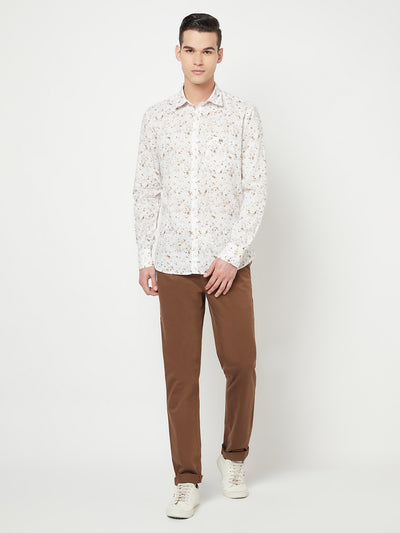 White Printed Linen Shirt - Men Shirts