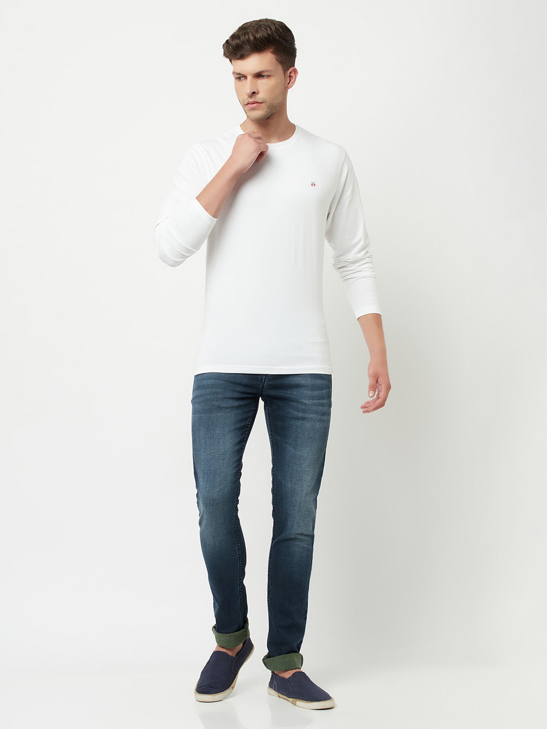 White Round Neck T-Shirt-Men T-Shirts-Crimsoune Club