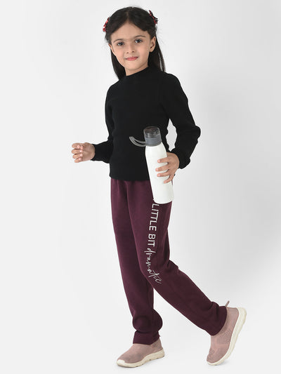 Purple Track Pants with Typographic Detailing 