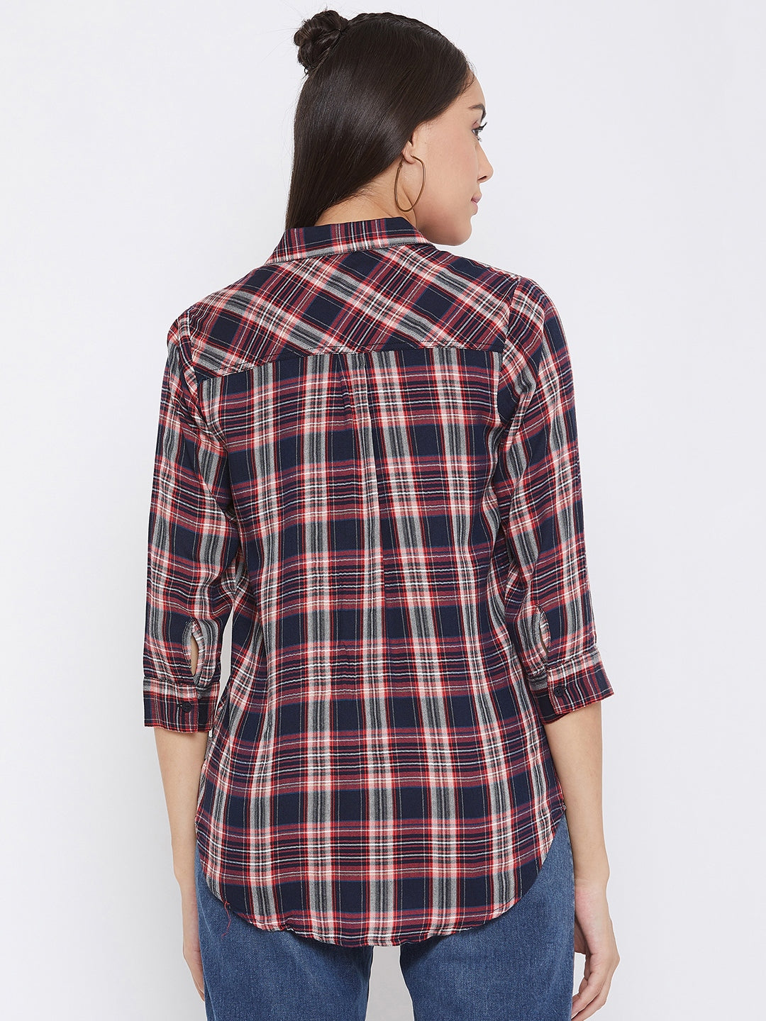 Checked Asymmetrical Shirt - Women Shirts