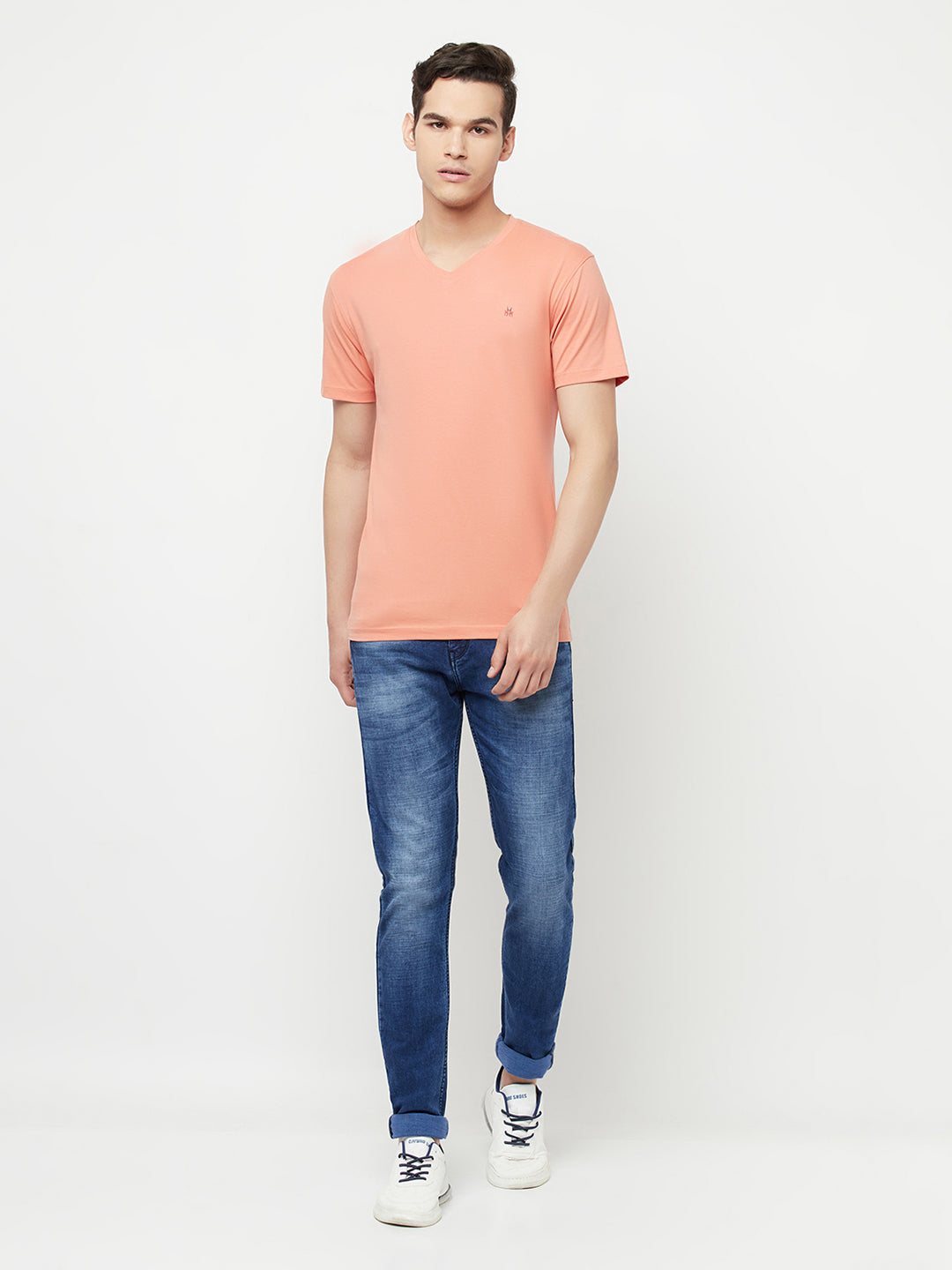 Peach V-Neck T-Shirt - Men T-Shirts