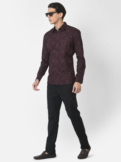 Floral Print Maroon Shirt