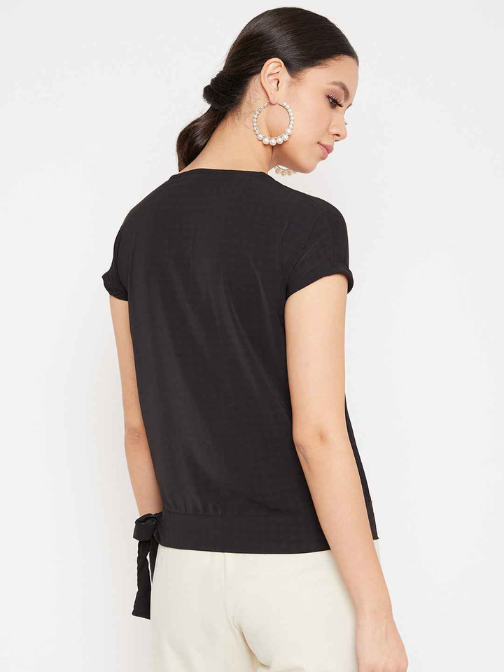Checks V Neck Top