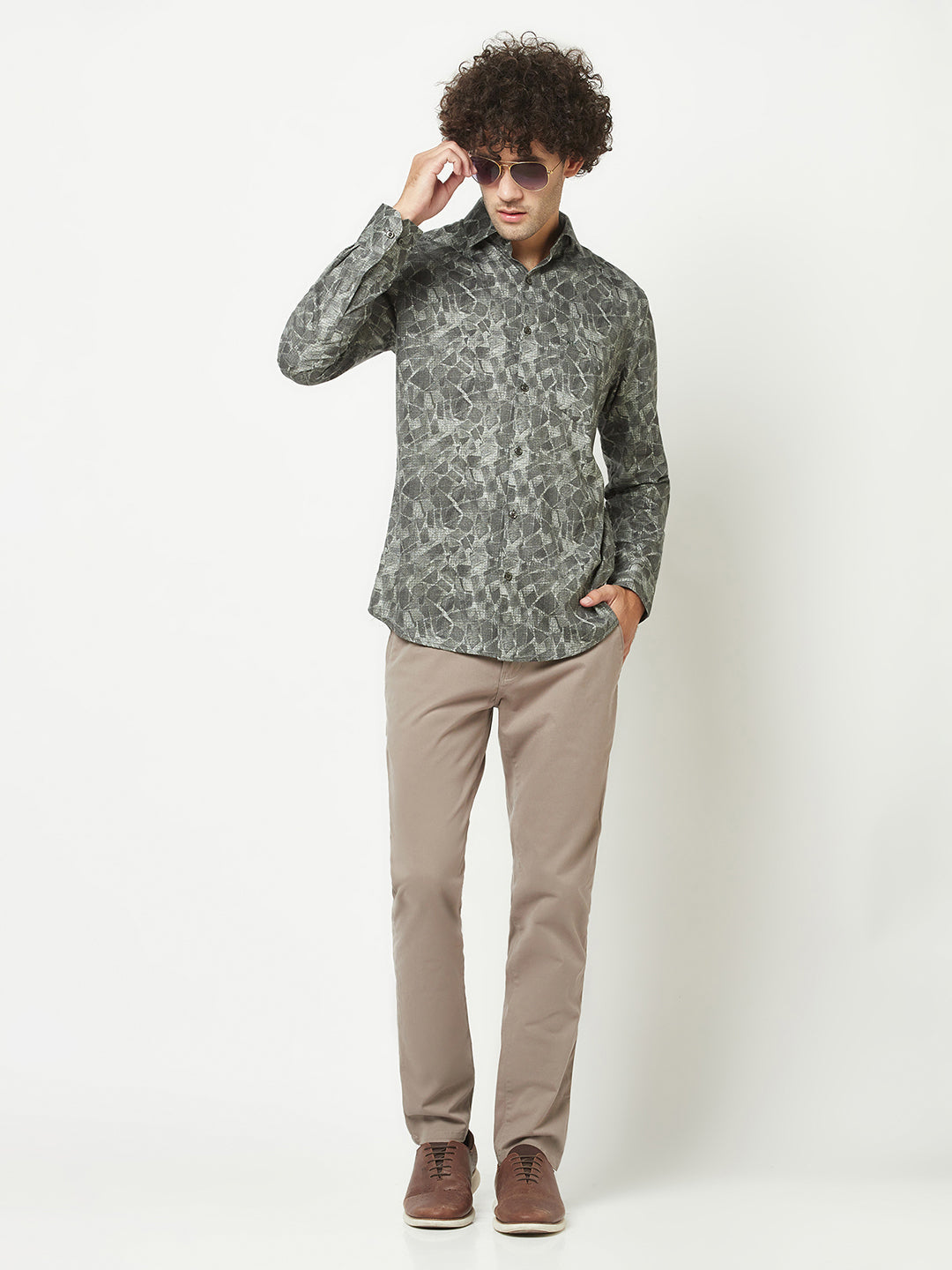  Dark Grey Abstract Print Shirt