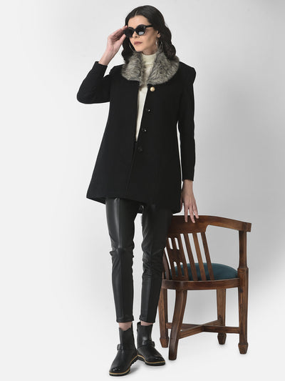  Black Fur-Neck Coat