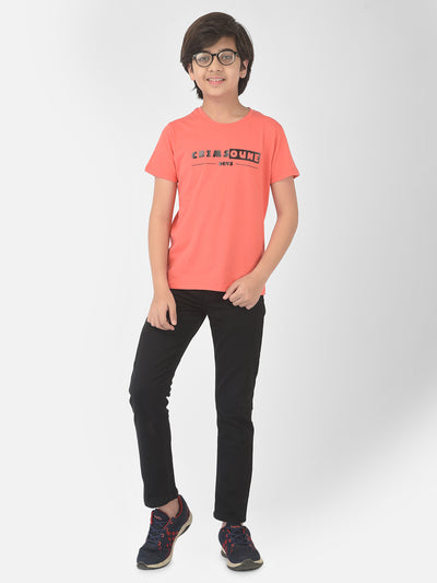 Pink Printed Round Neck T-shirt - Boys T-Shirts