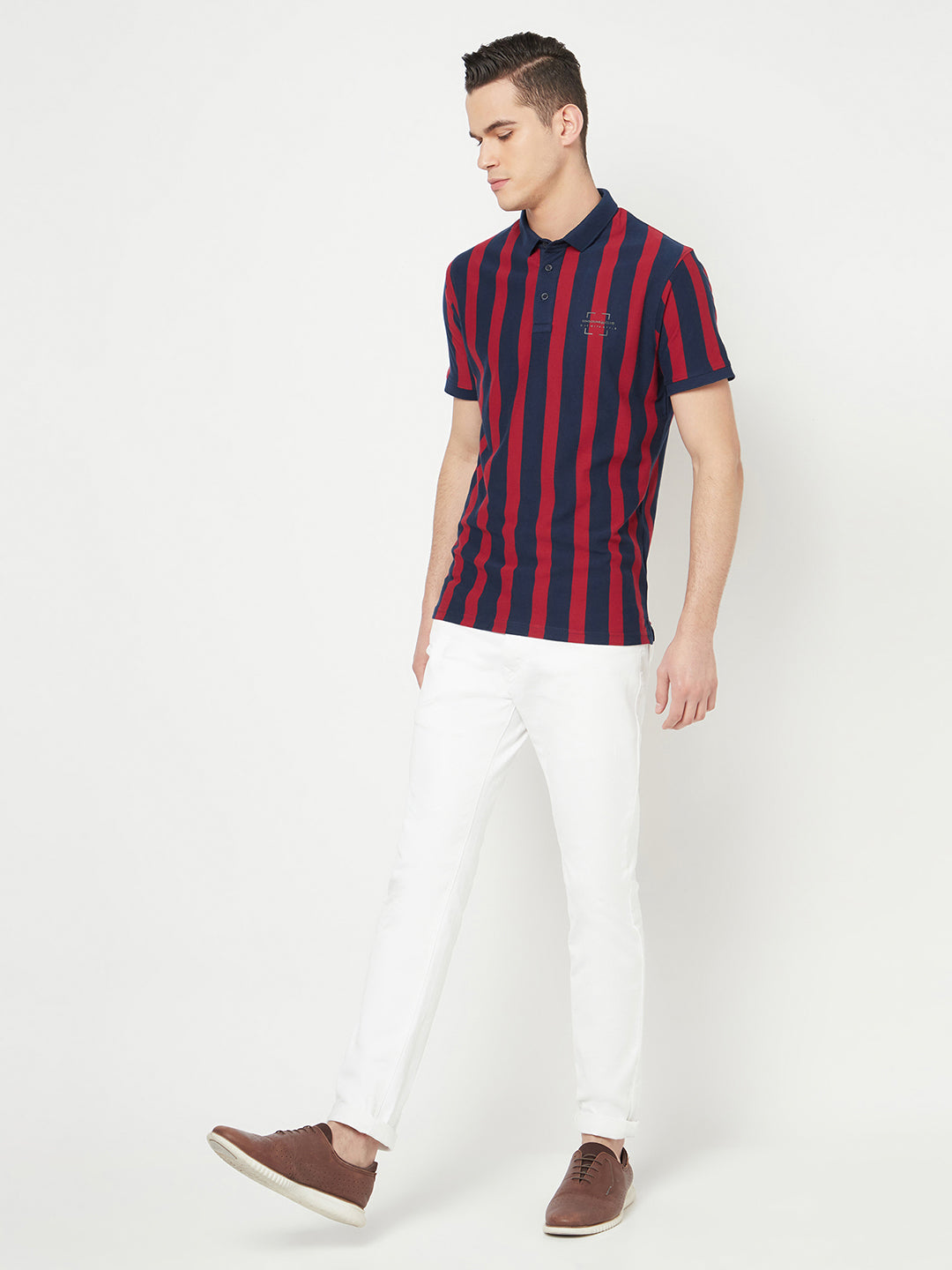 Maroon Striped Polo T-Shirt - Men T-Shirts