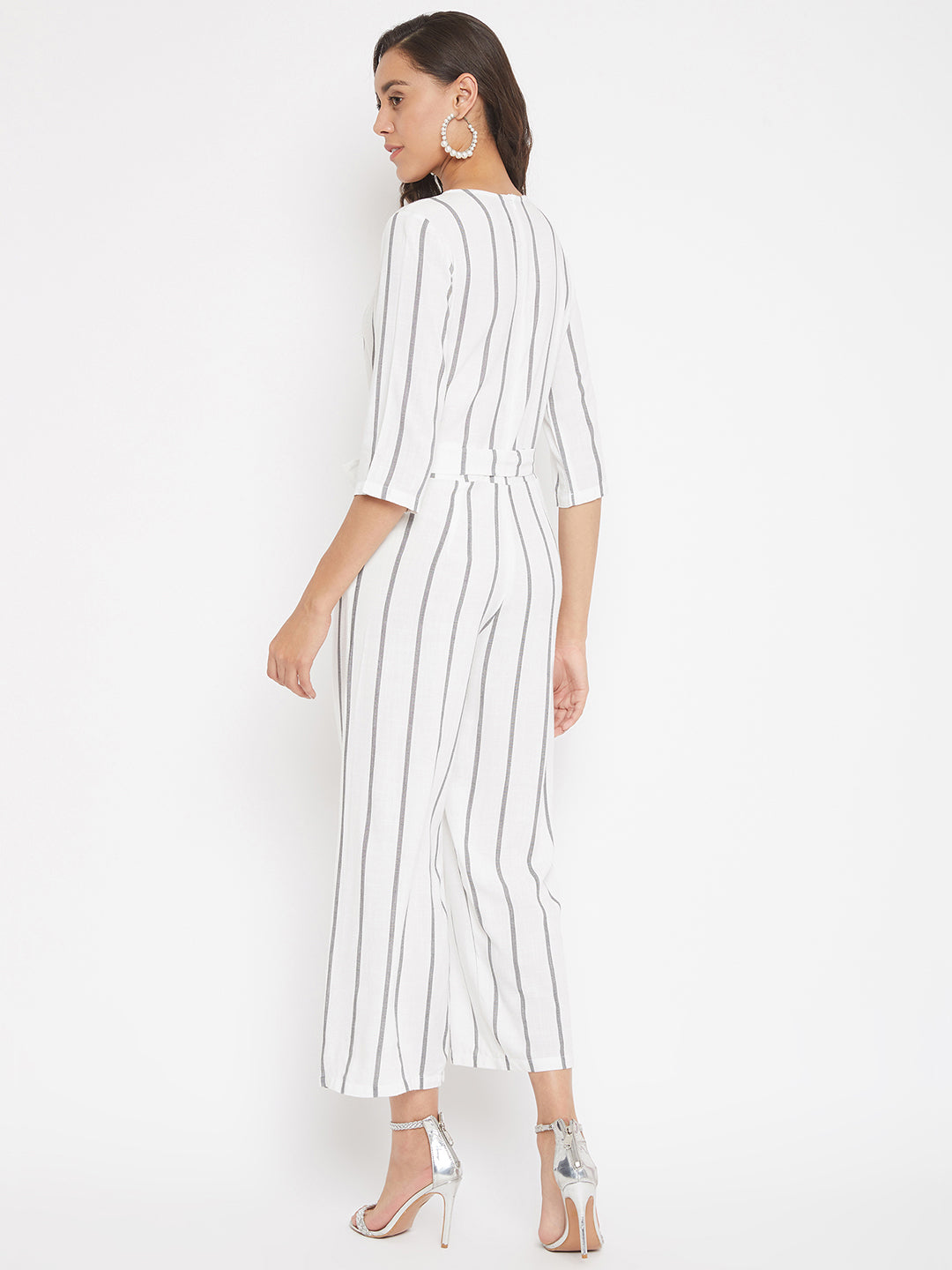 White Striped Jumpsuit - Women Jumpsuits