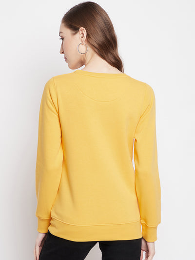 Yellow Round Neck Sweatshirt - Women Sweatshirts