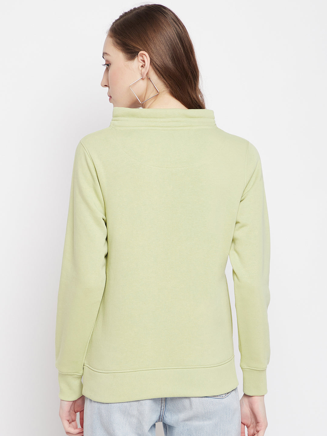 Olive Printed Turtle Neck Sweatshirt - Women Sweatshirts