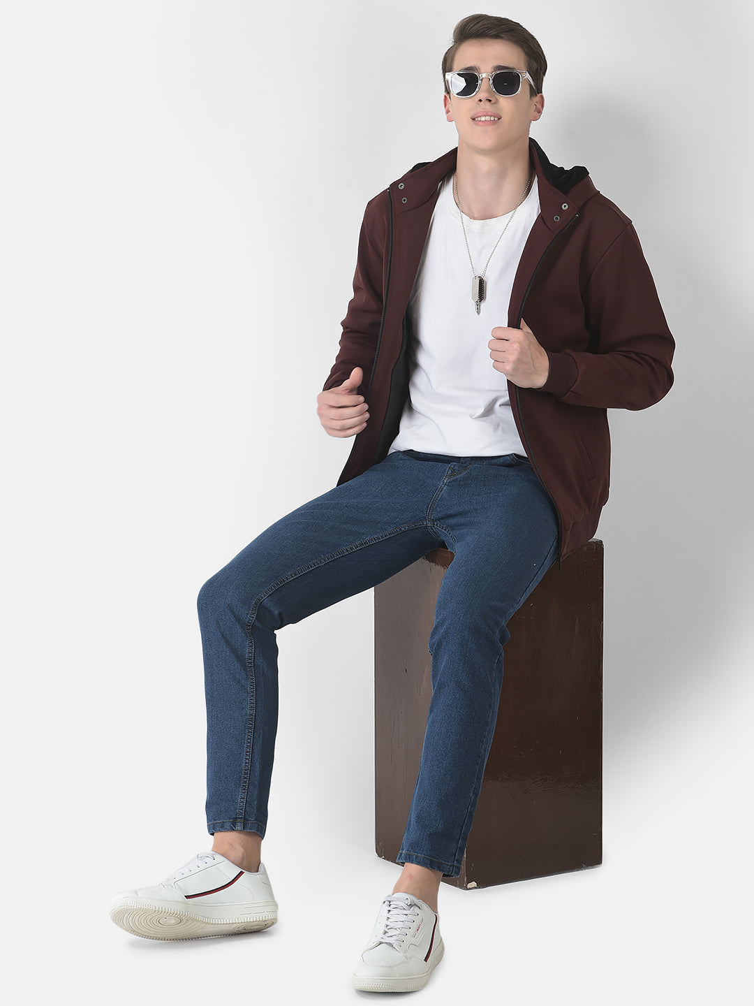  Maroon Removable-Hood Jacket