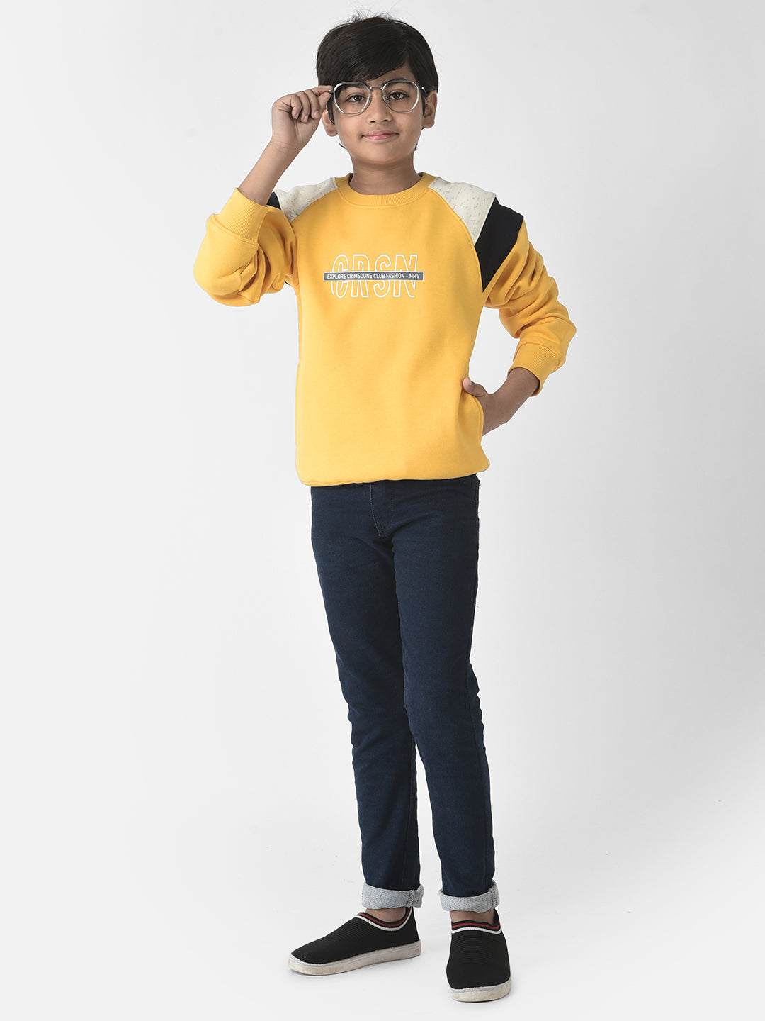  Yellow Brand-Typographic Sweatshirt 