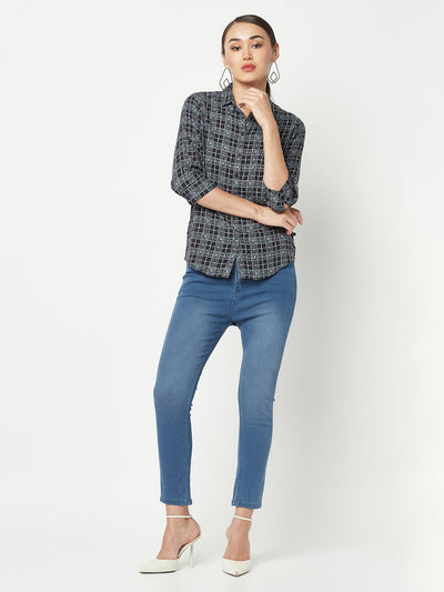  Black Checked Casual Shirt