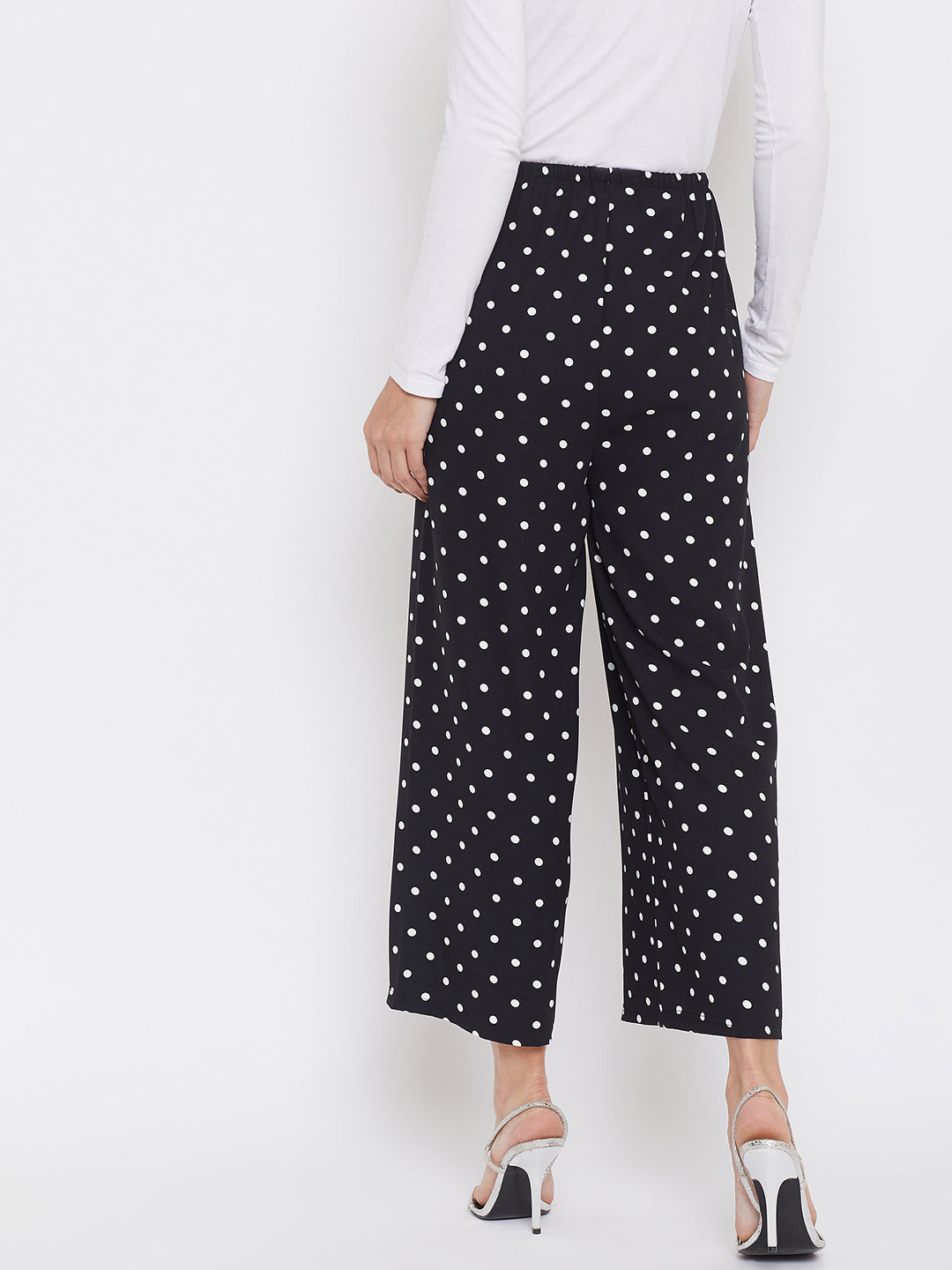 Polka Dots Flared Culottes - Women Trousers