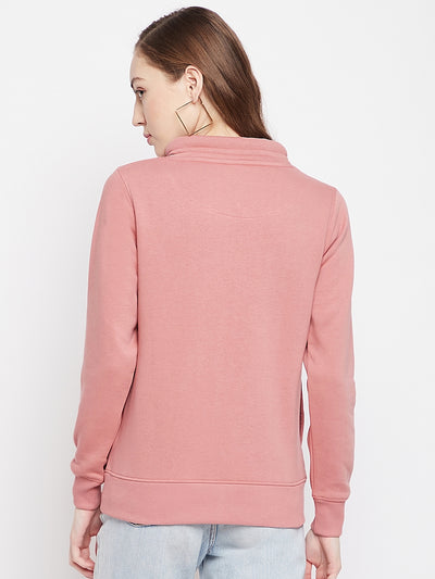 Pink Printed Turtle Neck Sweatshirt - Women Sweatshirts