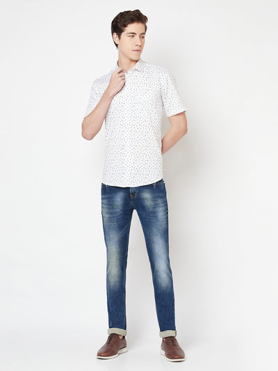 White Floral Shirt - Men Shirts