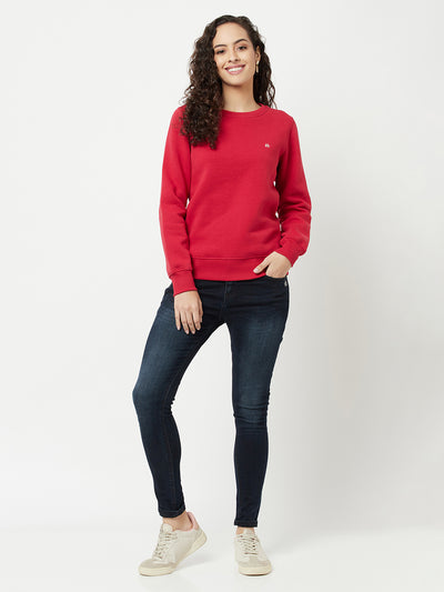 Red Sweatshirt-Women Sweatshirts-Crimsoune Club