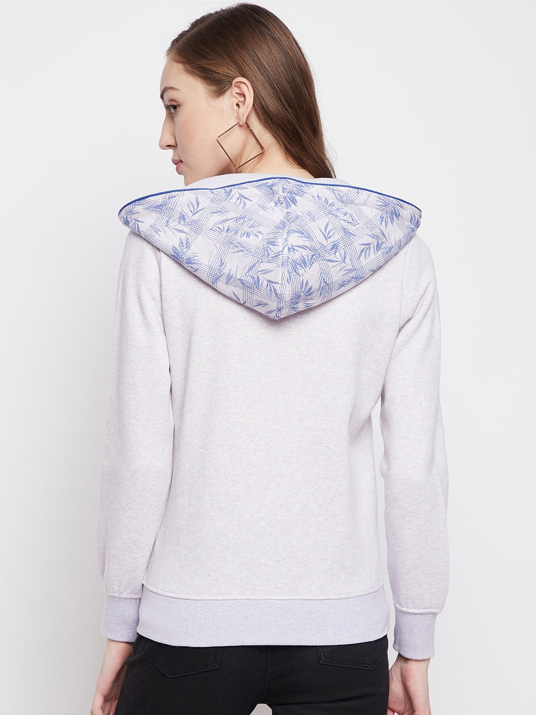 Blue Floral Hooded Sweatshirt - Women Sweatshirts