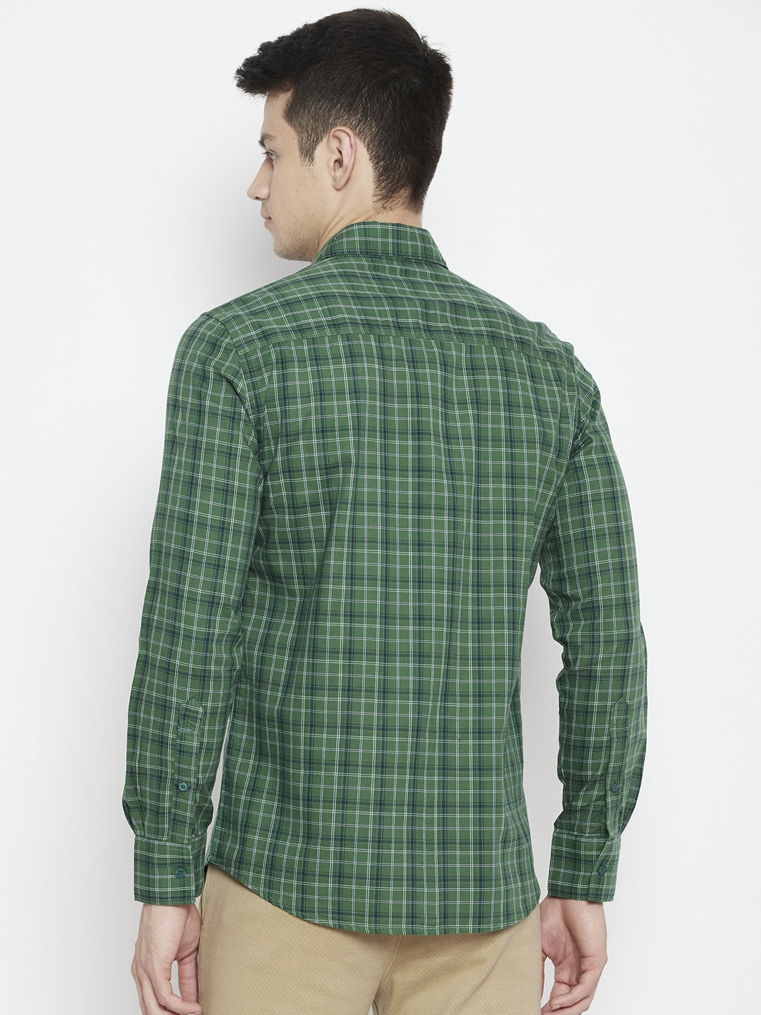 Green Checked Slim Fit shirt - Men Shirts