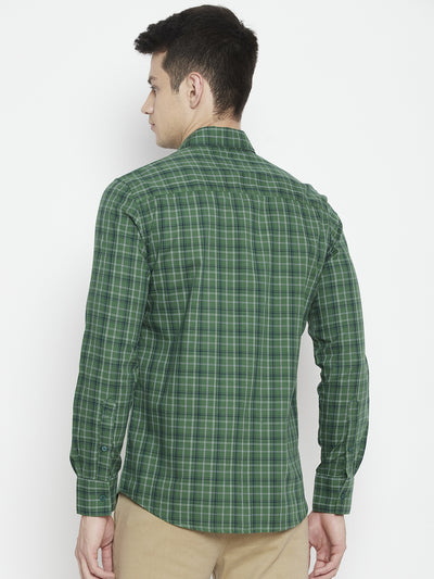 Green Checked Slim Fit shirt - Men Shirts