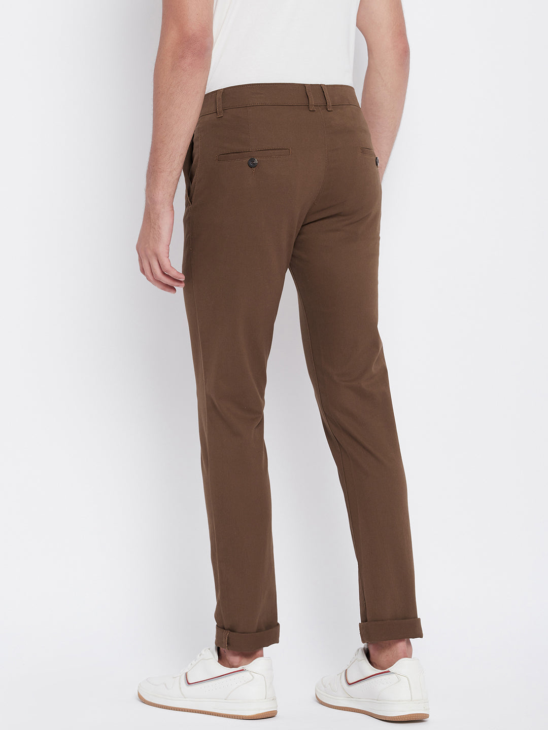 Brown Slim Fit Trousers - Men Trousers